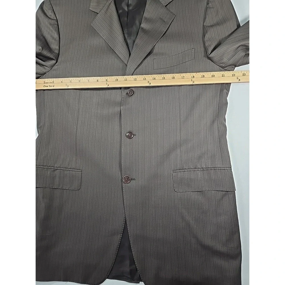 Canali Italy Super 120 Brown Pinstripe Bold Jacket Coat 52 L